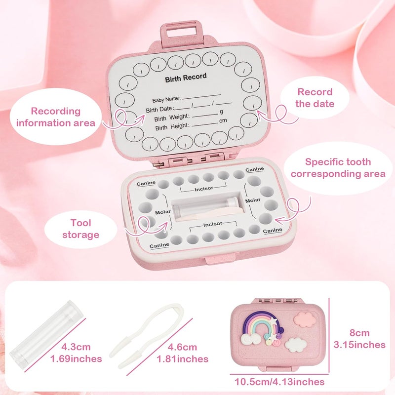 iweener Tooth Saver Tooth Container for,Baby Teeth Keepsake Box,Tooth Holders for Kids Keepsake,Tooth Saver Tooth Container for,preservingchildren's tooth childhood memories (Straw pink - Image 3